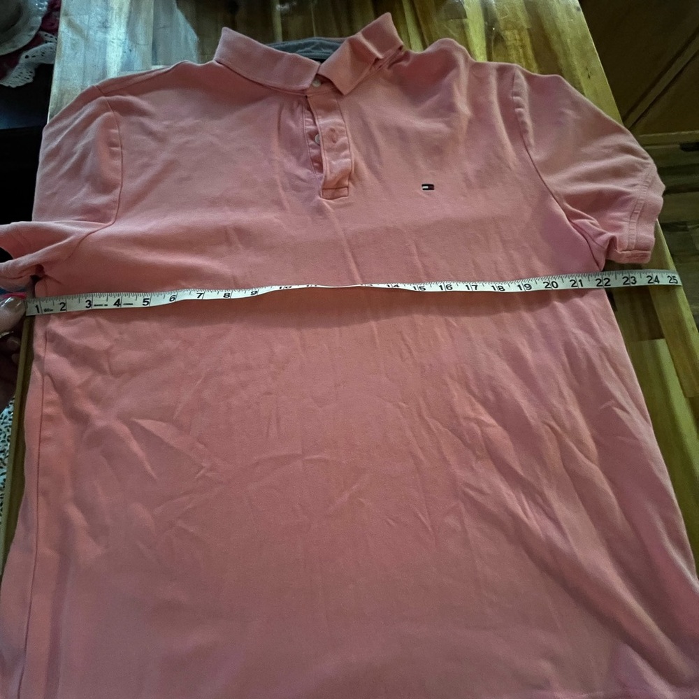 Tommy Hilfiger Men's Pink Salman Custom Fit Polo Shirt Size Large Logo